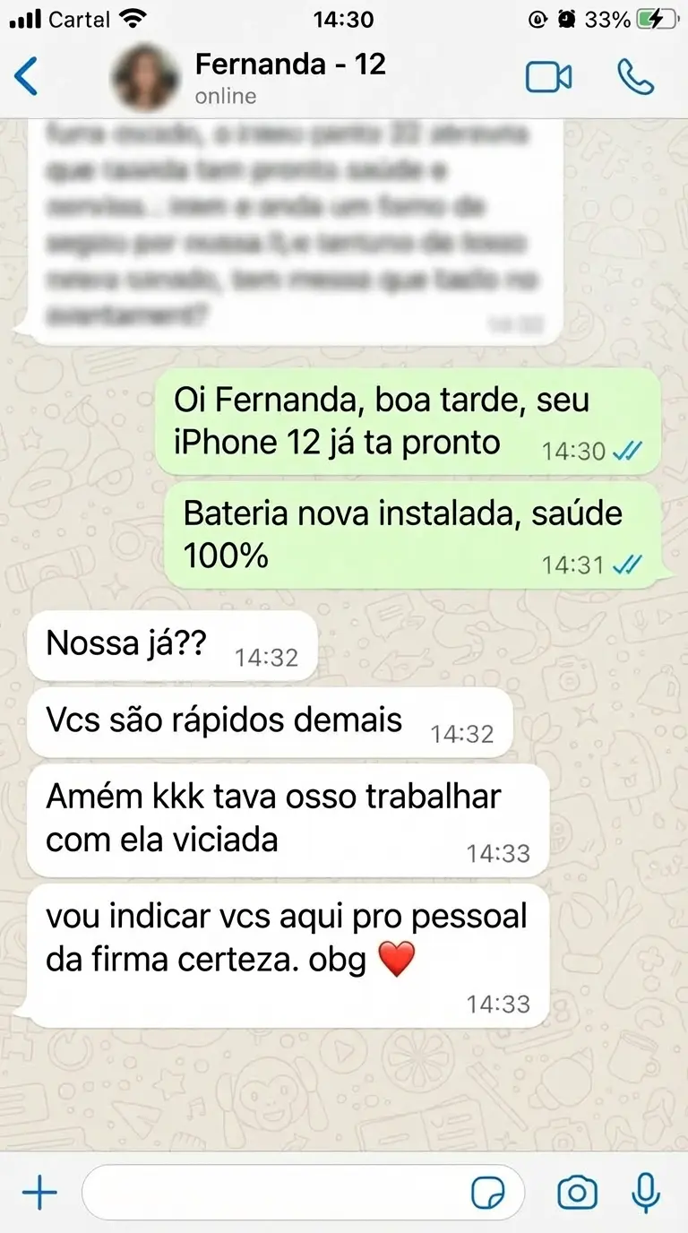 Avaliação da Fernanda - Troca de Bateria